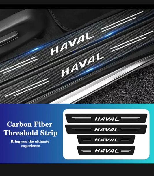 Haval Carbon Fiber Leather Door Sill Protector Stickers – 4-Piece Set | 4 Doors
