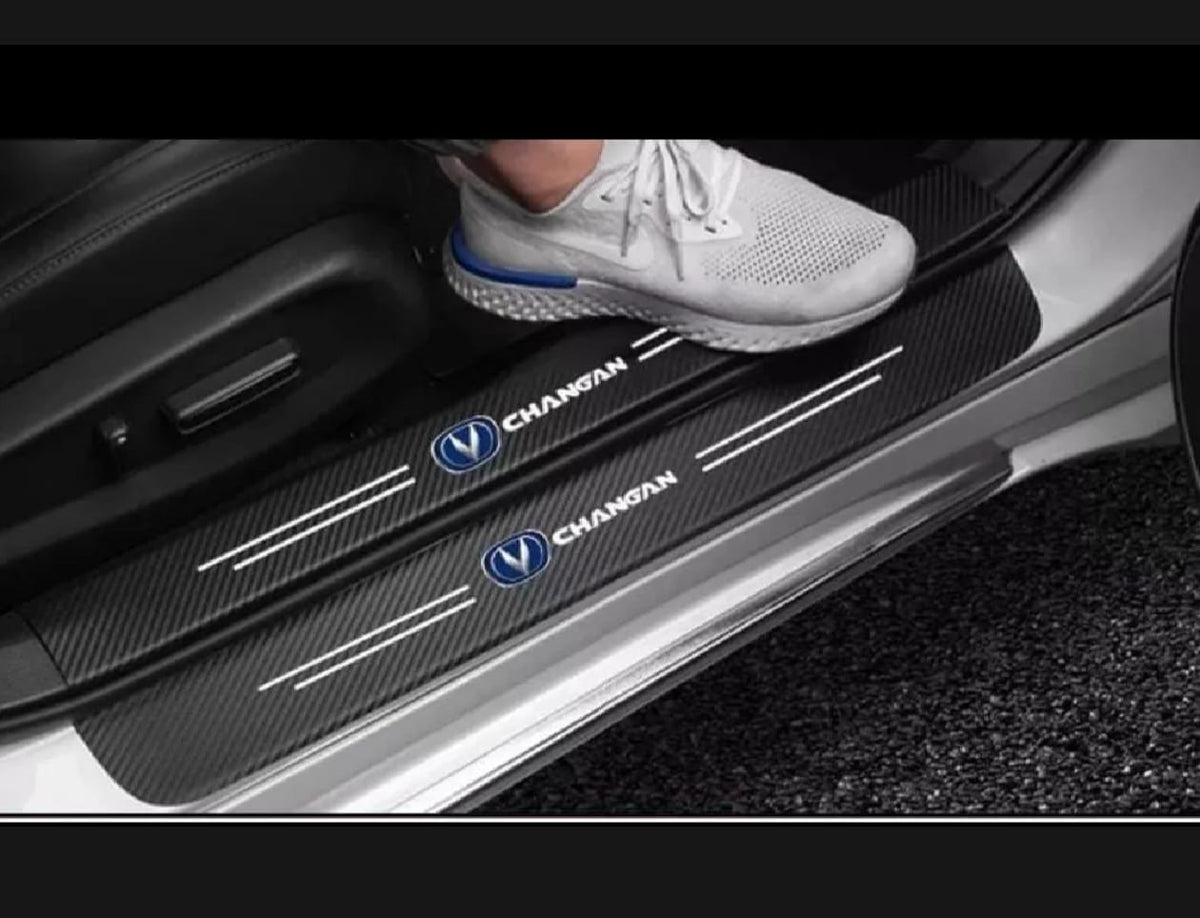 Changan Carbon Fiber Leather Door Sill Protector Stickers – 4-Piece Set | 4 Doors