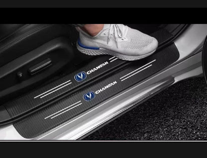 Changan Carbon Fiber Leather Door Sill Protector Stickers – 4-Piece Set | 4 Doors