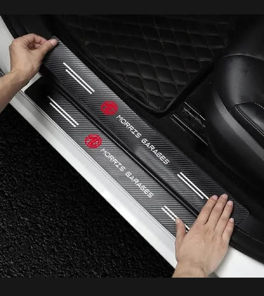 Mg Morris Garage Carbon Fiber Leather Door Sill Protector Stickers – 4-Piece Set | 4 Doors