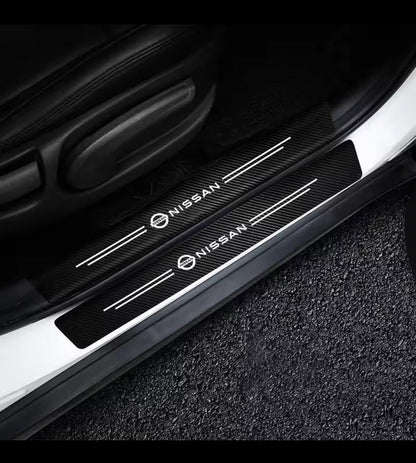 Nissan Carbon Fiber Leather Door Sill Protector Stickers – 4-Piece Set | 4 Doors