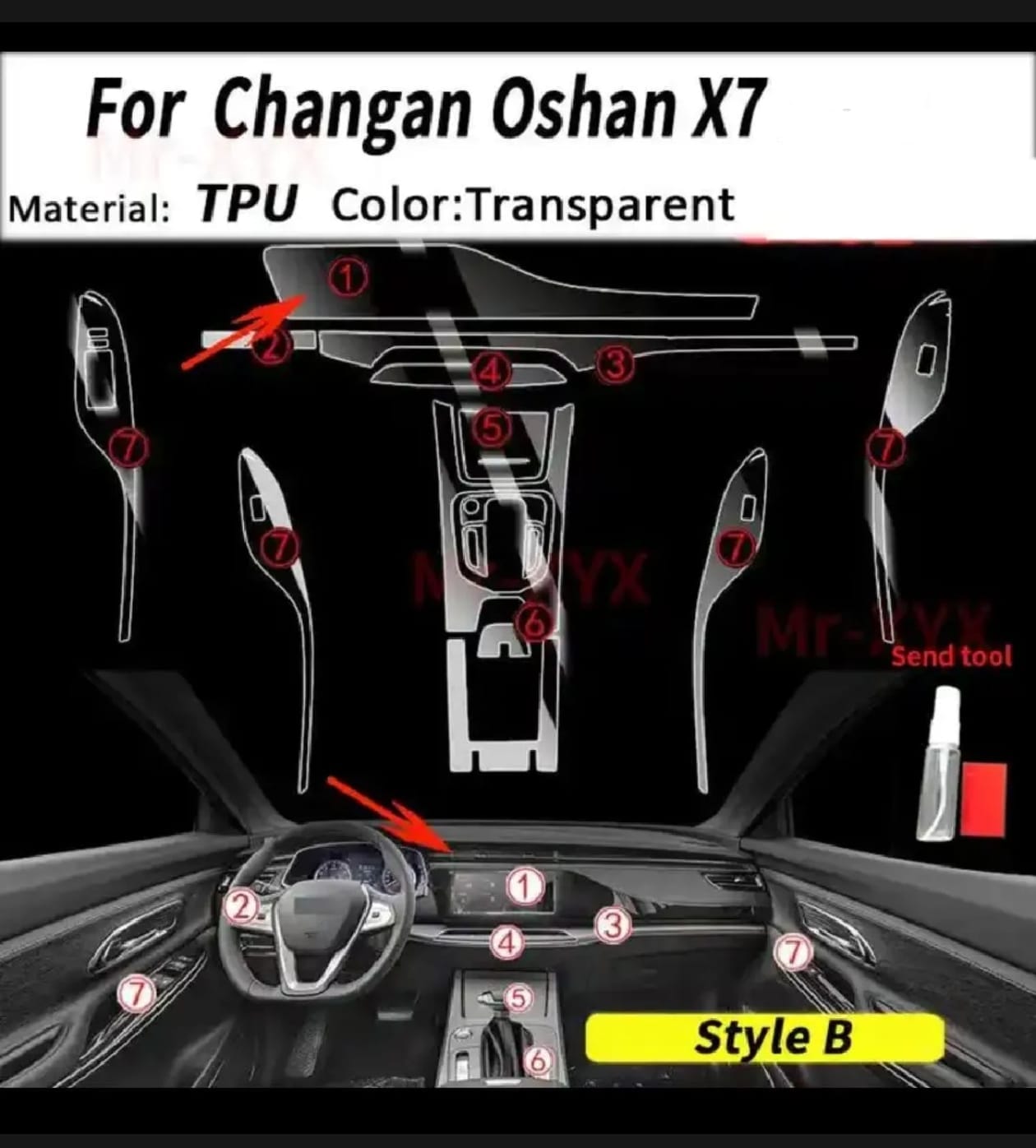 Changan Oshan X7 Premium TPU Interior PPF Protective Film – Scratch Resistant, Waterproof & Transparent