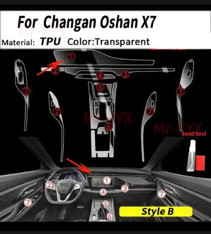 Changan Oshan X7 Premium TPU Interior PPF Protective Film – Scratch Resistant, Waterproof & Transparent