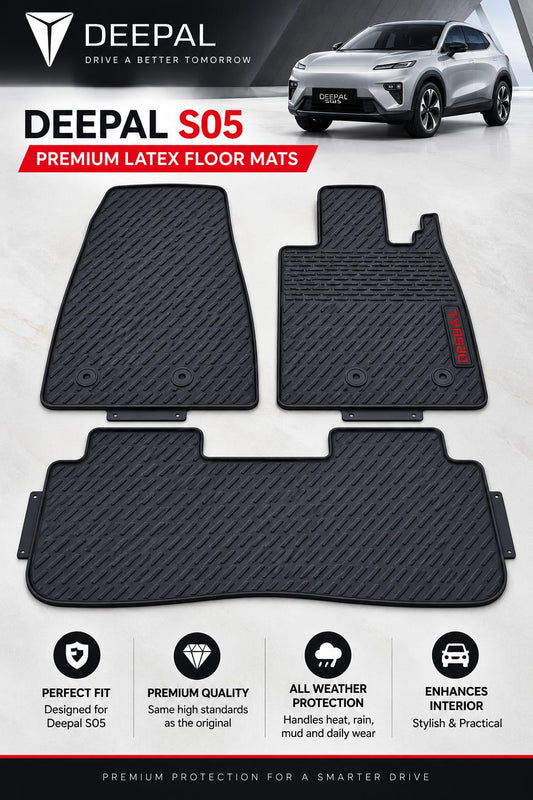 Deepal S05 Premium Latex Rubber PVC Car Floor Mats – Custom Fit Heavy Duty Waterproof | 3 Pcs Set