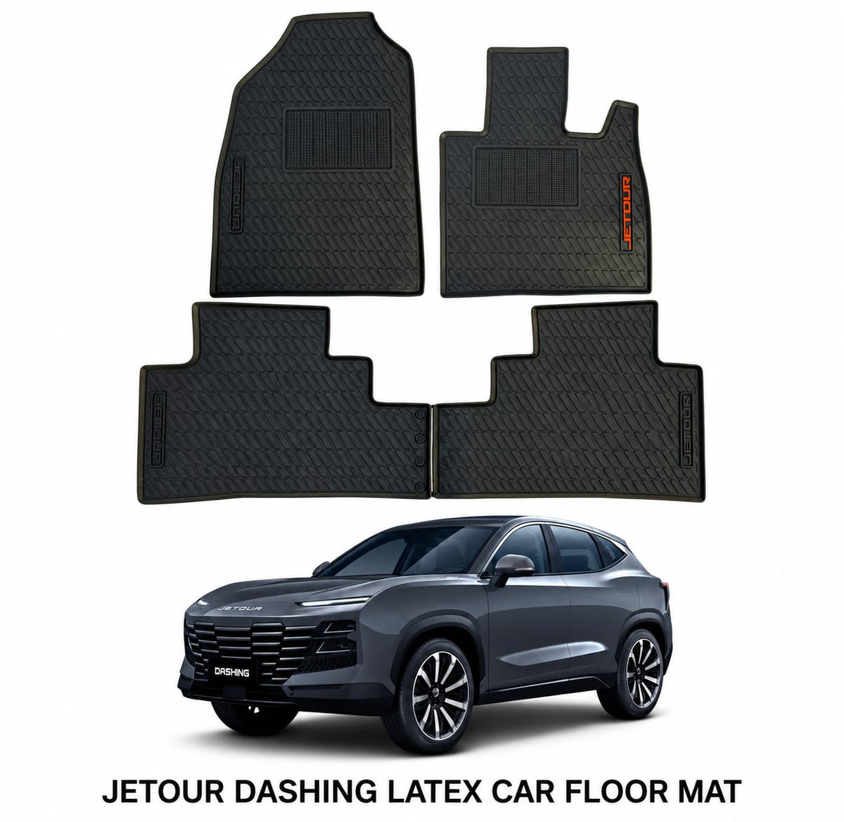 Jetour Dashing Premium Latex Rubber PVC Car Floor Mats – Custom Fit Heavy Duty Waterproof | 3 Pcs Set