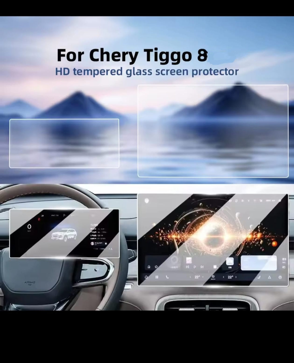 Chery Tiggo 8 PHEV Infotainment Screen Tempered Glass Protector (2-Piece)