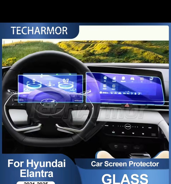Hyundai Elantra Hybrid Infotainment Screen Tempered Glass Protector (2-Piece)