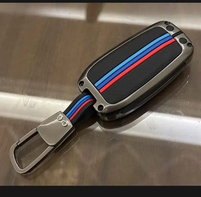 Toyota Fortuner Premium Zinc Alloy Smart Car Key Cover with Leather Keychain