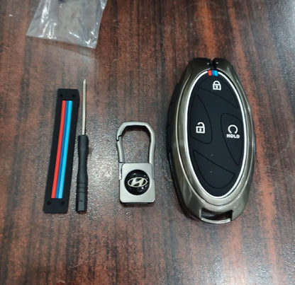 Hyundai Tucson Hybrid Premium Zinc Alloy Smart Car Key Cover with Leather Keychain (Copy)