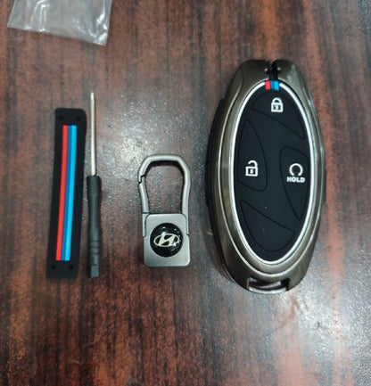 Hyundai Tucson Hybrid Premium Zinc Alloy Smart Car Key Cover with Leather Keychain (Copy)