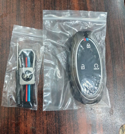 Hyundai Tucson Hybrid Premium Zinc Alloy Smart Car Key Cover with Leather Keychain (Copy)