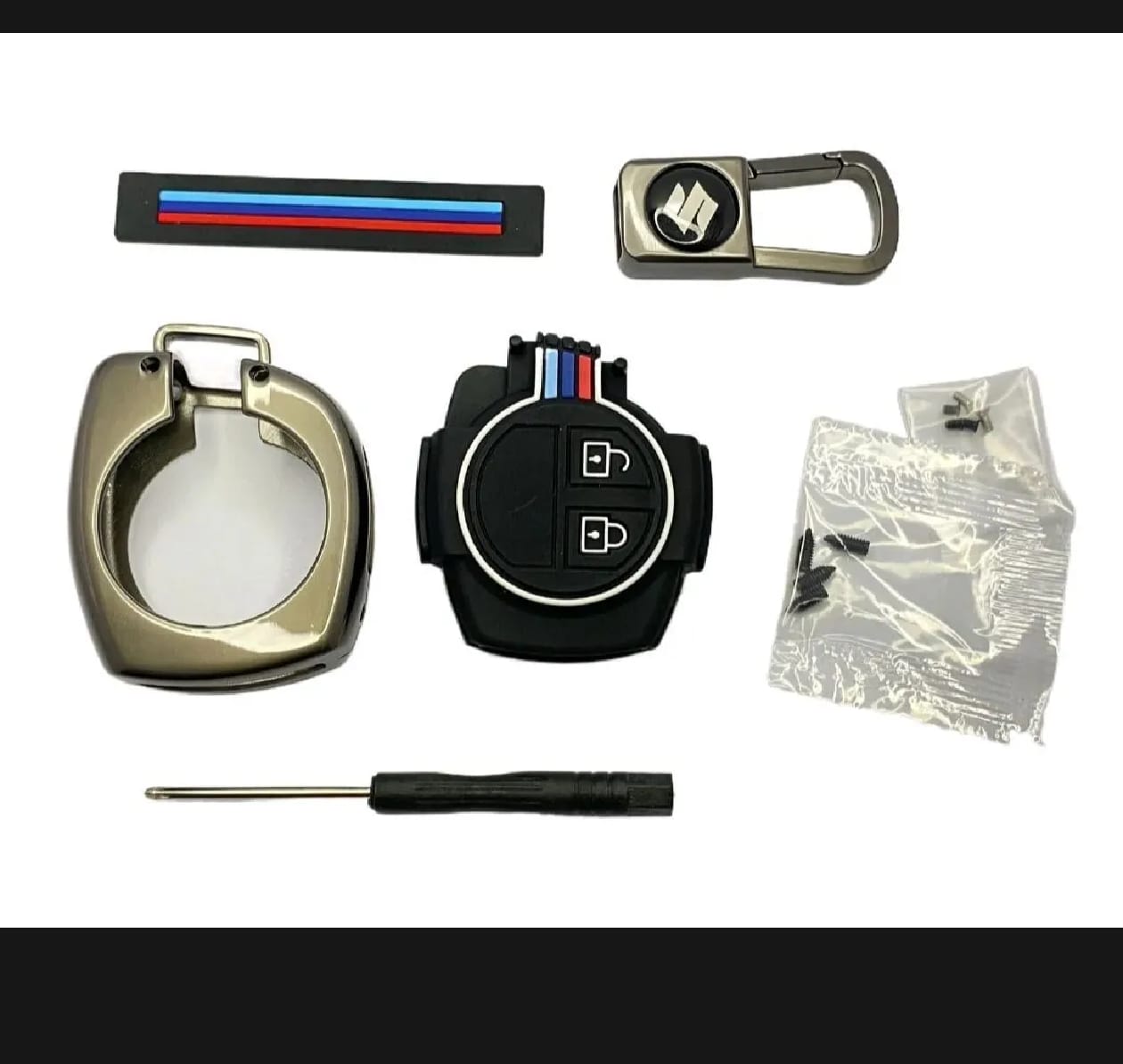 Suzuki Alto Premium Zinc Alloy Smart Car Key Cover with Leather Keychain