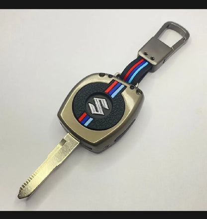 Suzuki Alto Premium Zinc Alloy Smart Car Key Cover with Leather Keychain