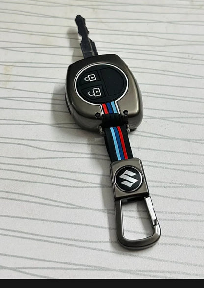 Suzuki Alto Premium Zinc Alloy Smart Car Key Cover with Leather Keychain