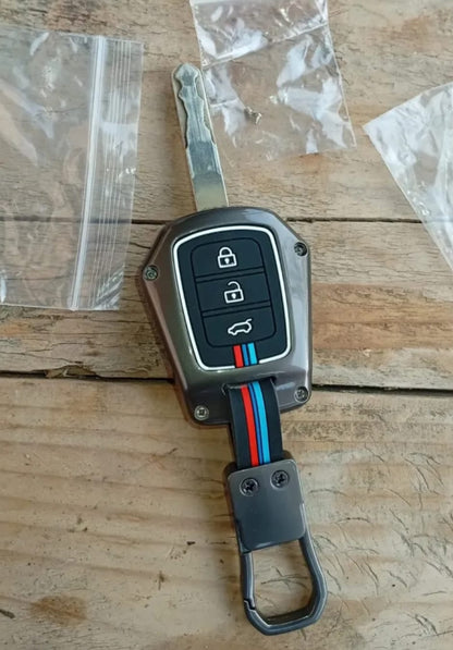 Honda City New Premium Zinc Alloy Smart Car Key Cover with Leather Keychain (Copy)
