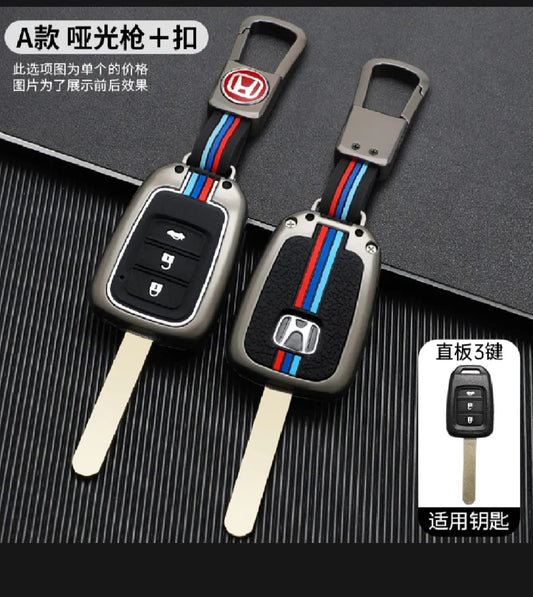 Honda City New Premium Zinc Alloy Smart Car Key Cover with Leather Keychain (Copy)