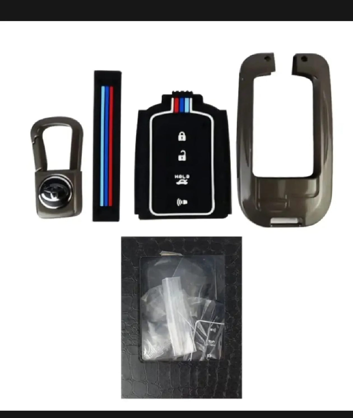 Toyota Corolla Grande Premium Zinc Alloy Smart Car Key Cover with Leather Keychain
