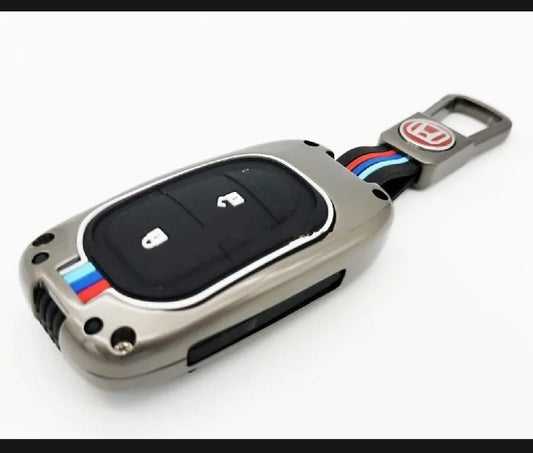 Honda HRV New Premium Zinc Alloy Smart Car Key Cover with Leather Keychain