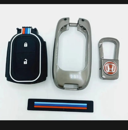 Honda HRV New Premium Zinc Alloy Smart Car Key Cover with Leather Keychain