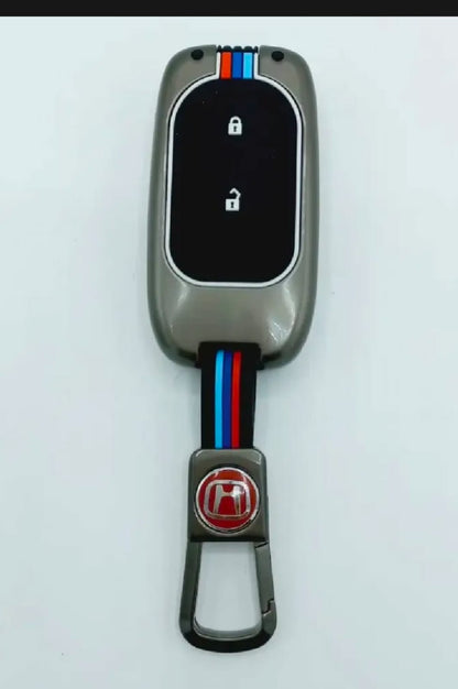 Honda HRV New Premium Zinc Alloy Smart Car Key Cover with Leather Keychain