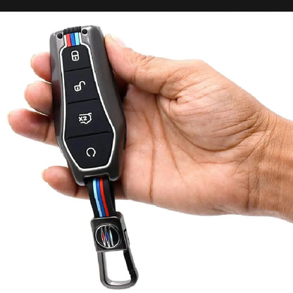 BYD Shark 6 Premium Zinc Alloy Smart Car Key Cover with Leather Keychain
