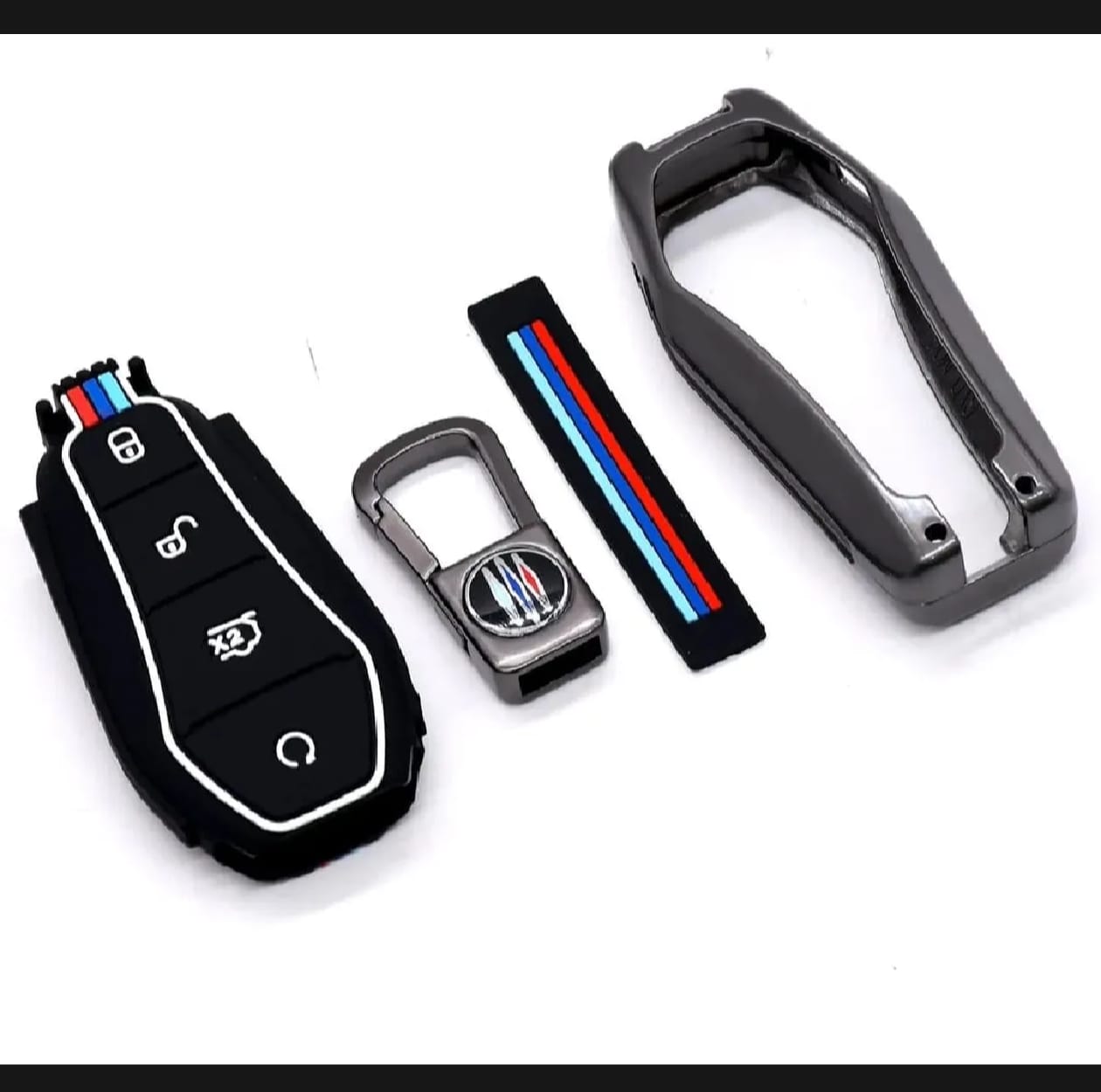 BYD Shark 6 Premium Zinc Alloy Smart Car Key Cover with Leather Keychain