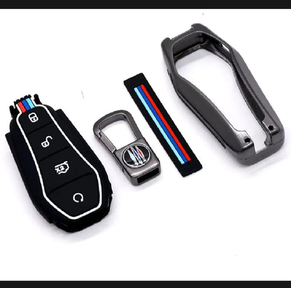 BYD Shark 6 Premium Zinc Alloy Smart Car Key Cover with Leather Keychain