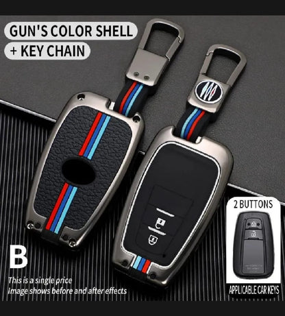 Toyota Prius 2015-2022 Premium Zinc Alloy Smart Car Key Cover with Leather Keychain