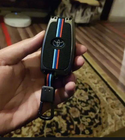 Toyota Prius 2015-2022 Premium Zinc Alloy Smart Car Key Cover with Leather Keychain