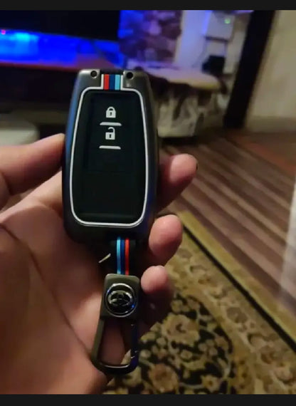 Toyota Prius 2015-2022 Premium Zinc Alloy Smart Car Key Cover with Leather Keychain