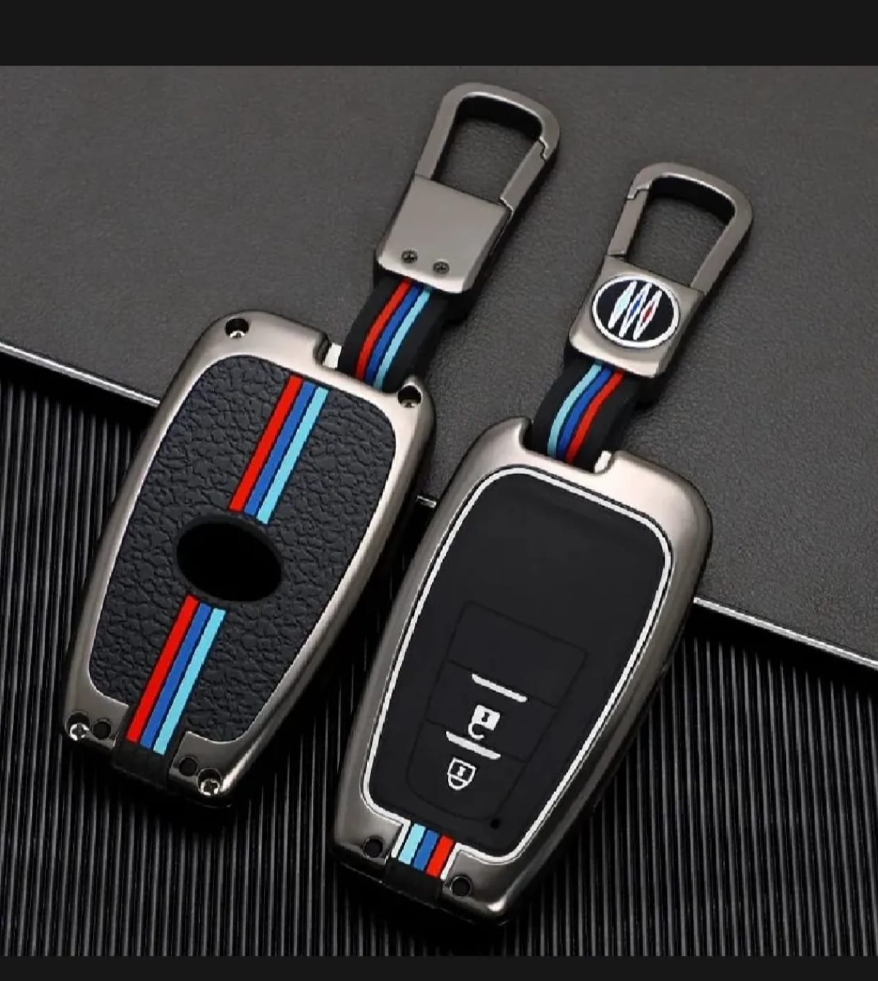 Toyota Prius 2015-2022 Premium Zinc Alloy Smart Car Key Cover with Leather Keychain