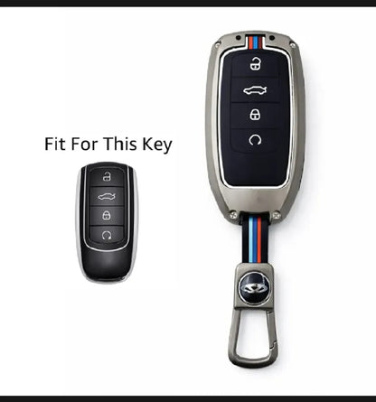 Chery Tiggo 8 Premium Zinc Alloy Smart Car Key Cover with Leather Keychain