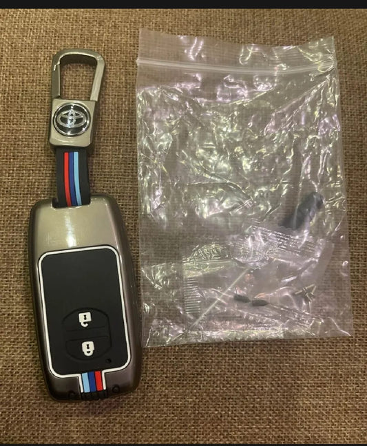 Toyota Vitz Premium Zinc Alloy Smart Car Key Cover with Leather Keychain (Copy)