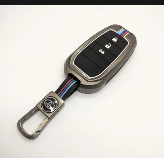 Toyota Hilux Revo/Rocco Premium Zinc Alloy Smart Car Key Cover with Leather Keychain