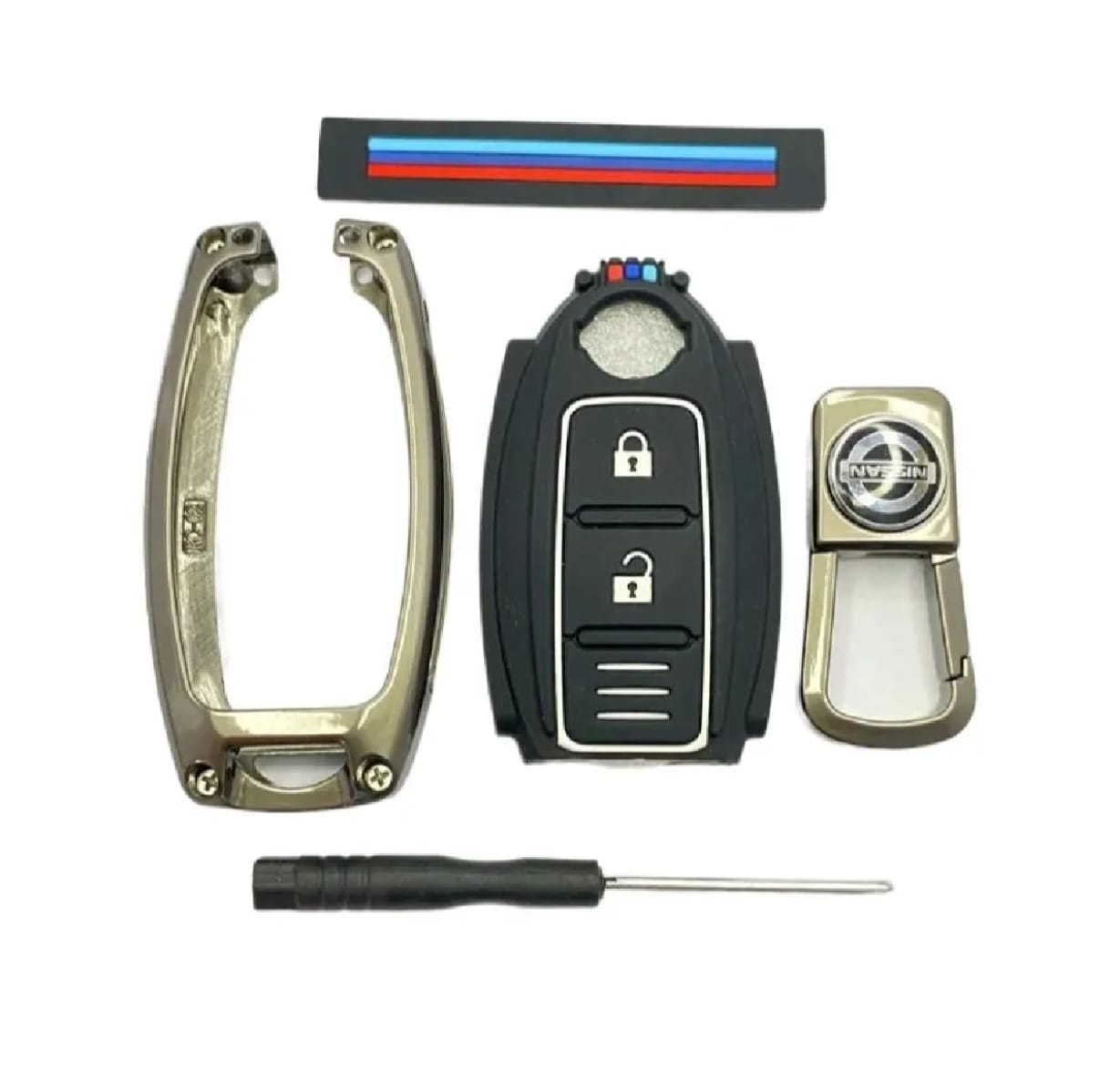 Nissan Juke Premium Zinc Alloy Smart Car Key Cover with Leather Keychain