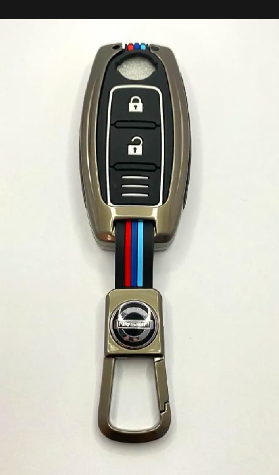 Nissan Juke Premium Zinc Alloy Smart Car Key Cover with Leather Keychain