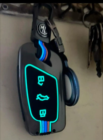 Mg Hs Premium Zinc Alloy Smart Car Key Cover with Leather Keychain