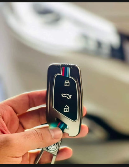Mg Hs Premium Zinc Alloy Smart Car Key Cover with Leather Keychain