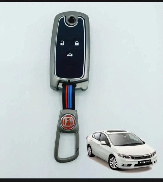 Honda Civic Rebirth 2012-2016 New Premium Zinc Alloy Smart Car Key Cover with Leather Keychain (Copy) (Copy) (Copy)