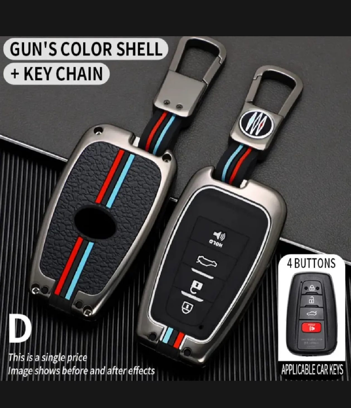 Toyota Corolla Cross Premium Zinc Alloy Smart Car Key Cover with Leather Keychain