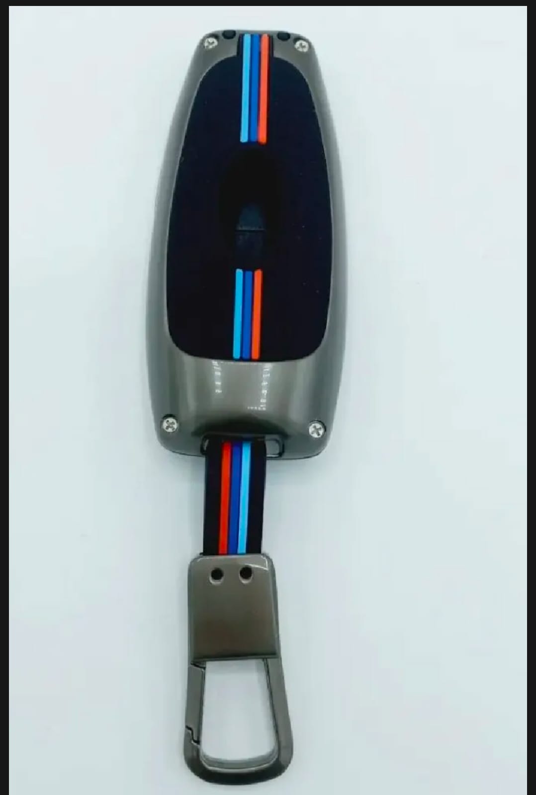 Hyundai Santa Fe Premium Zinc Alloy Smart Car Key Cover with Leather Keychain