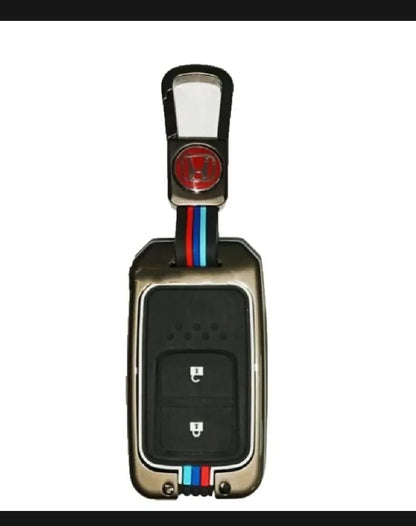 Honda Vezel Premium Zinc Alloy Smart Car Key Cover with Leather Keychain