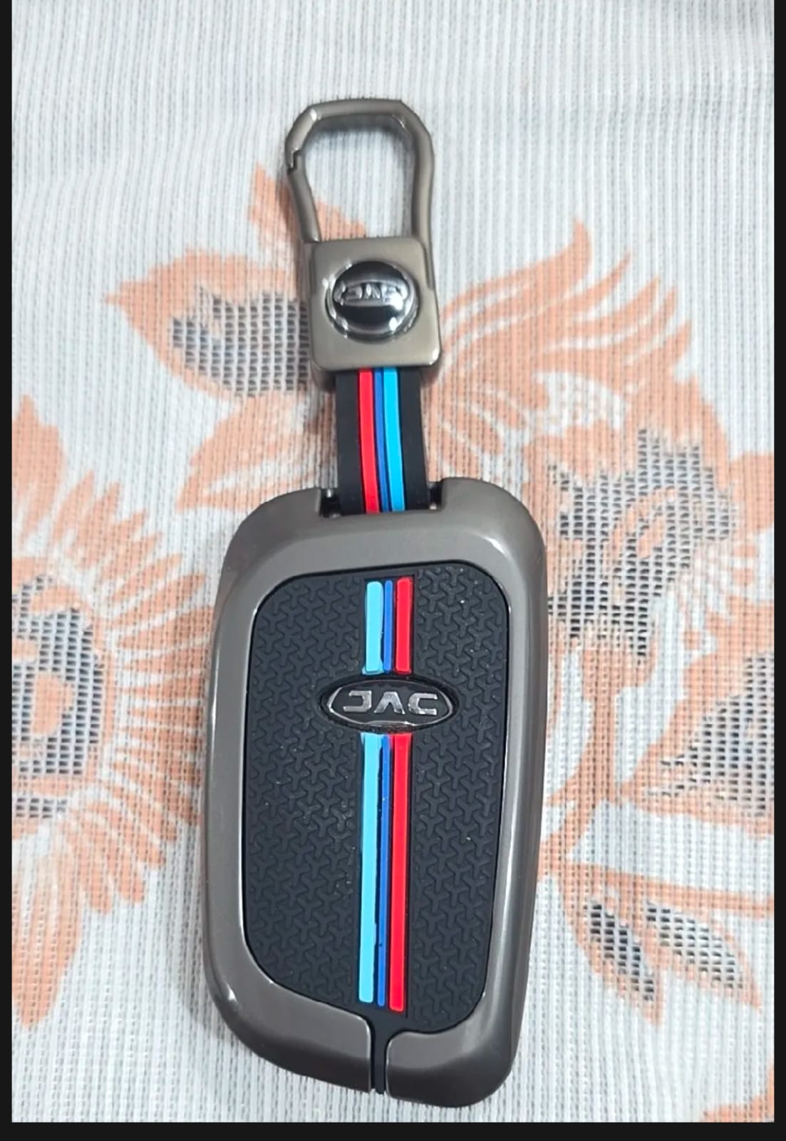 Jac T9 Premium Zinc Alloy Smart Car Key Cover with Leather Keychain