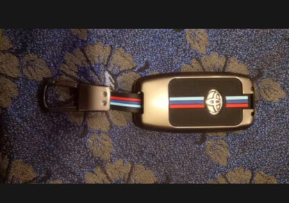 Toyota Land Cruiser Prado Premium Zinc Alloy Smart Car Key Cover with Leather Keychain