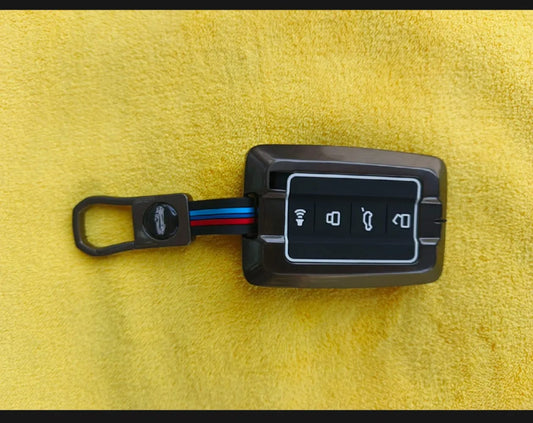Tank 500 Premium Zinc Alloy Smart Car Key Cover with Leather Keychain
