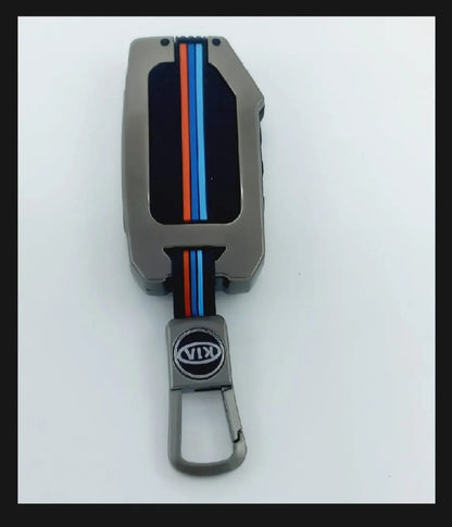 Kia Stonic Premium Zinc Alloy Smart Car Key Cover with Leather Keychain
