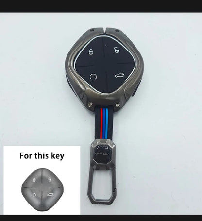 Jetour Dashing Premium Zinc Alloy Smart Car Key Cover with Leather Keychain