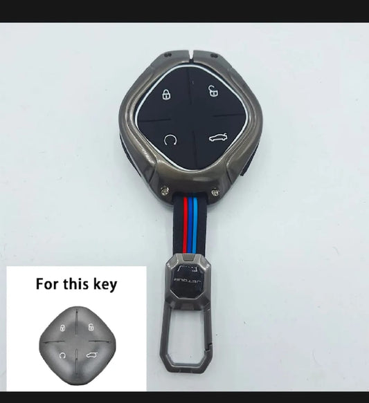 Jetour Dashing Premium Zinc Alloy Smart Car Key Cover with Leather Keychain