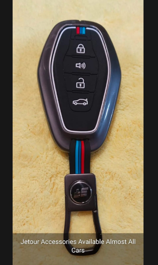 Jetour X70 Plus Premium Zinc Alloy Smart Car Key Cover with Leather Keychain