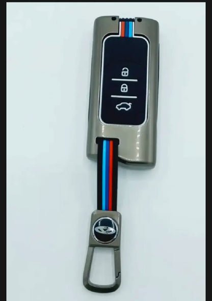 Chery Tiggo 4 Premium Zinc Alloy Smart Car Key Cover with Leather Keychain